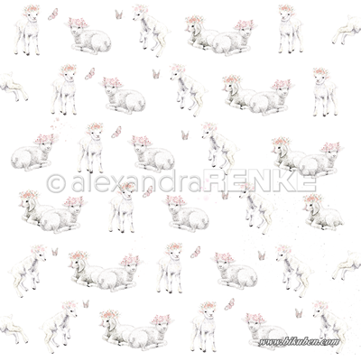 Alexandra Renke - Sheeps with  Wreaths    12x12"