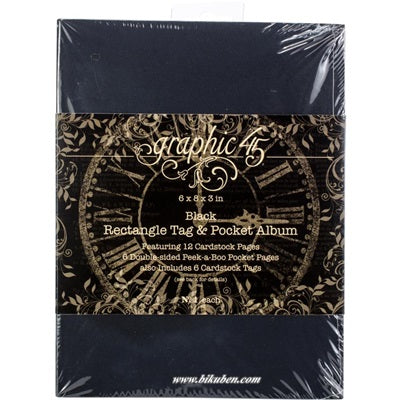 Graphic45 - Rectangle Tag & Pocket Album - Black