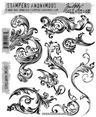 Tim Holtz Collection - Cling Stamps - Scrollwork