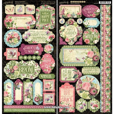 Graphic45 - Bloom - Decorative Sticker sheet