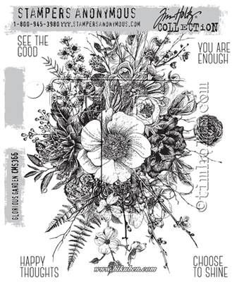 Tim Holtz Collection - Cling Stamps - Glorious Garden w/Gridblock