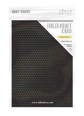 Tonic Studios - Craft Perfect - Foiled Kraft Card - Golden Polkadot   A4