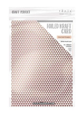 Tonic Studios - Craft Perfect - Foiled Kraft Card - Rose Gold Triangles   A4