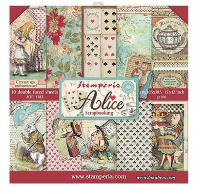 Stamperia - Alice   Paper Collection  12 x 12"