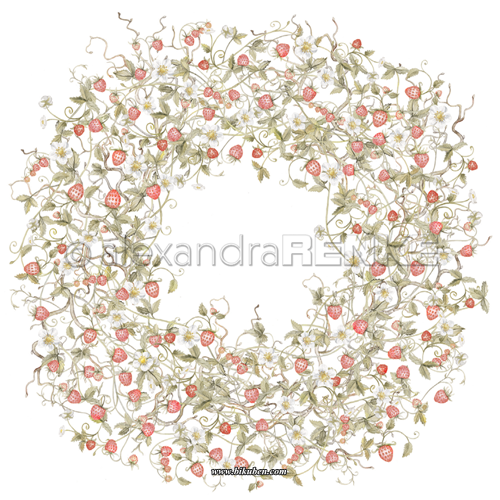 Alexandra Renke - Wild Strawberries Wreath    12x12"