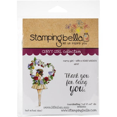 Stamping Bella - Cling Mounted Stamp - Curvy Girl with a heart wreath