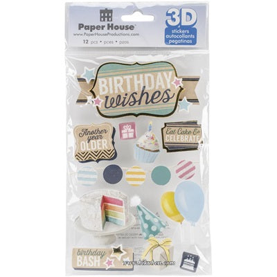 Paper House - 3D sticker - Birthday Wishes