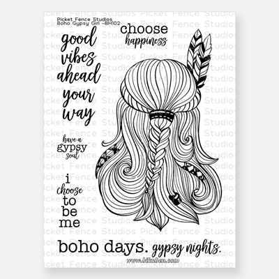 Picket Fence - Clear Stamp - Boho Gypsy Girl