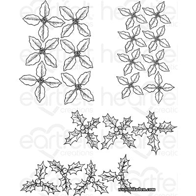 Heartfelt Creations - Cling Stamps - Poinsettia & Holly Clusters