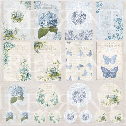 Reprint - Dusty Blue Collection - Tags      12 x 12"