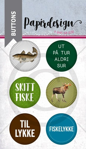 Papirdesign - Buttons - Fisk og elg