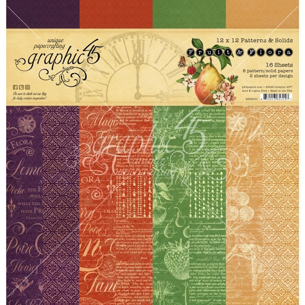 Graphic45 - Fruit and Flora - Prints & Solids 12 x 12"