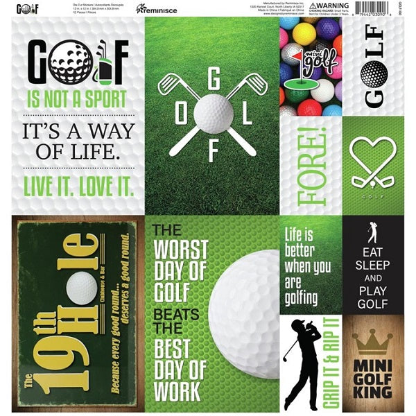 Reminisce - Poster Cardstock Stickers - Golf  12 x 12"