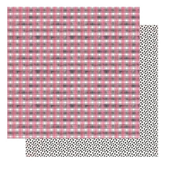 Authentique - Flawless - Pink and black checkered plaid  12 x12"
