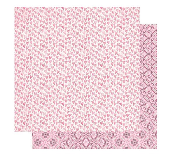 Authentique - Flawless - Pink watercolor hearts  12 x12"