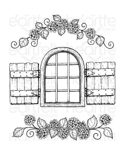 Heartfelt Creations - Cling Stamps - Cottage Window & Hydrangea