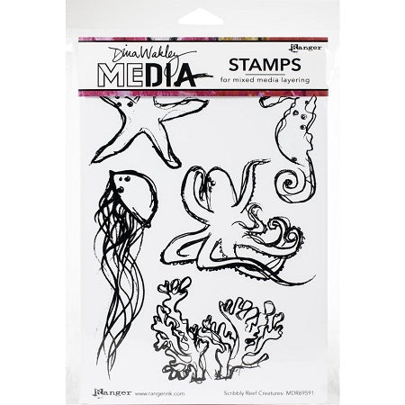 Dina Wakley Media - Stamps - Scribbly Reef Creatures