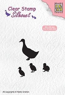 Nellie Snellen  - Clearstamp - Silhuett - Duck with chicks