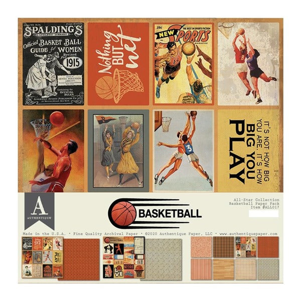 Authentique - All Star Paper Pack - Basketball   12 x 12"