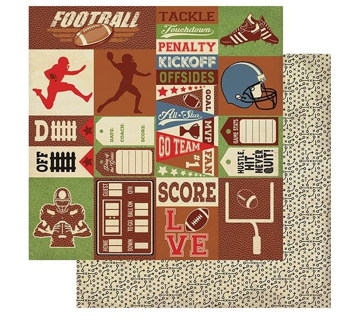 Authentique - All Star Paper Pack - Football   12 x 12"