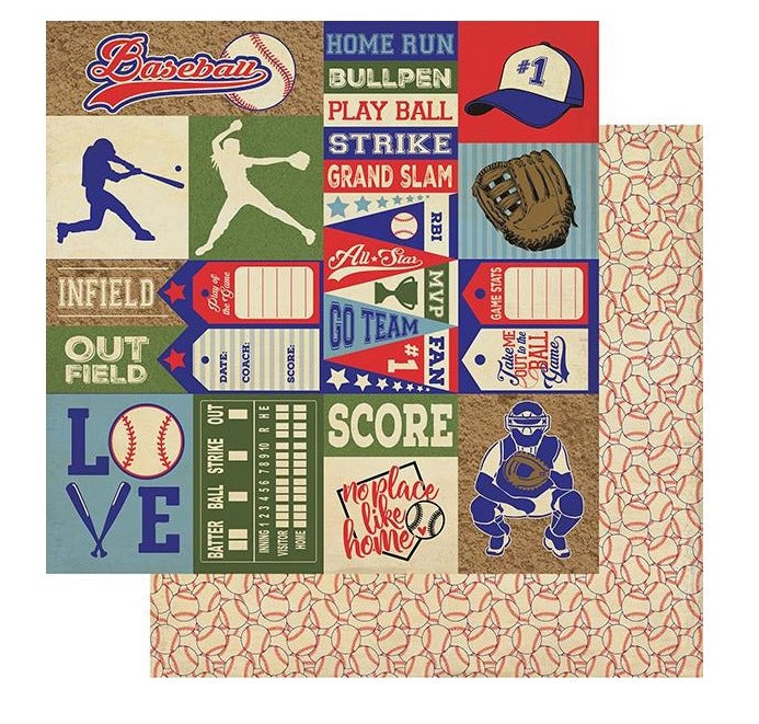Authentique - All Star Paper Pack - Baseball   12 x 12"