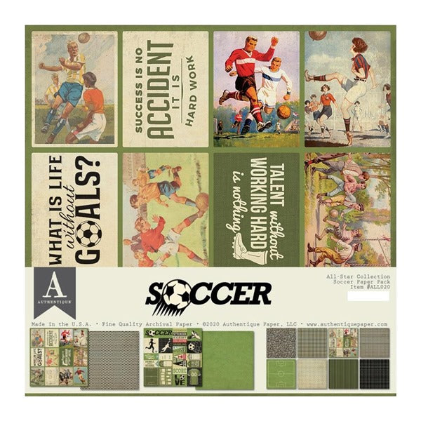 Authentique - All Star Paper Pack - Soccer  12 x 12"