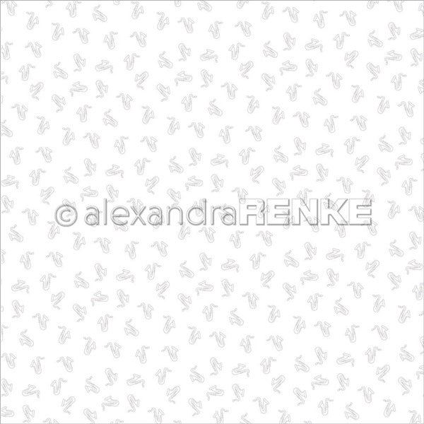 Alexandra Renke - Saxophone pattern - Stone Gray   12 x 12"