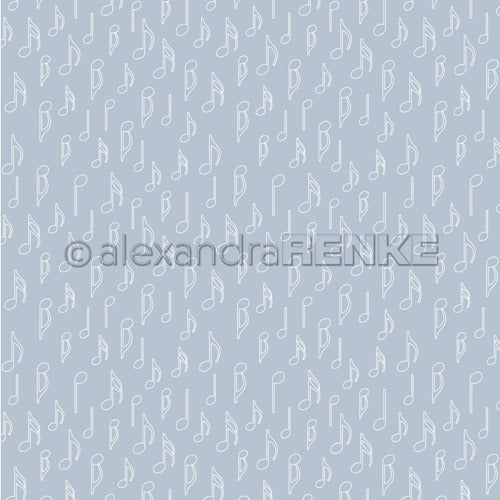Alexandra Renke - Note Pattern -  Greyblue - 12 x 12"
