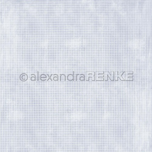 Alexandra Renke - Checkered on Pigeon Blue - 12 x 12"