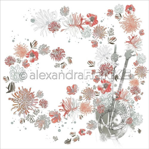 Alexandra Renke - Music Flowers - Banjo  -  12 x 12"