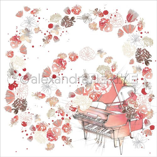 Alexandra Renke - Music Flowers - Piano -  12 x 12"