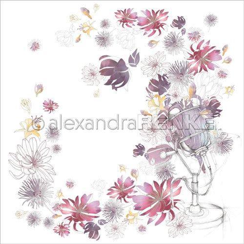 Alexandra Renke - Music Flowers - Microphone  -  12 x 12"
