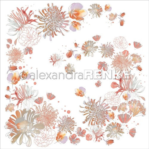 Alexandra Renke - Music Flowers - Pastel Orange  -  12 x 12"