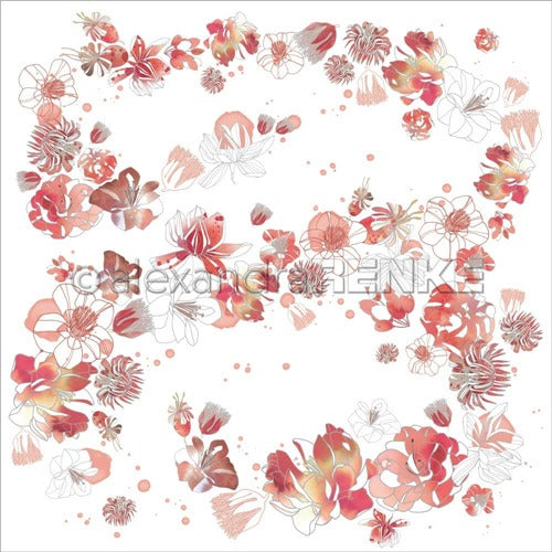 Alexandra Renke - Music Flowers - Ruby Red  -  12 x 12"