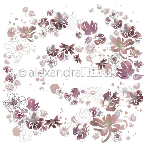 Alexandra Renke - Music Flowers - Plum  -  12 x 12"