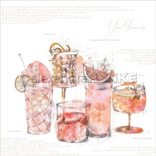 Alexandra Renke - Cocktails Collection - Your Favorite Cocktail  -  12 x 12"