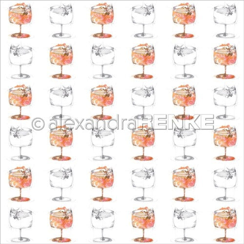Alexandra Renke - Cocktails Collection - Orange Cocktail Sketches  -  12 x 12"
