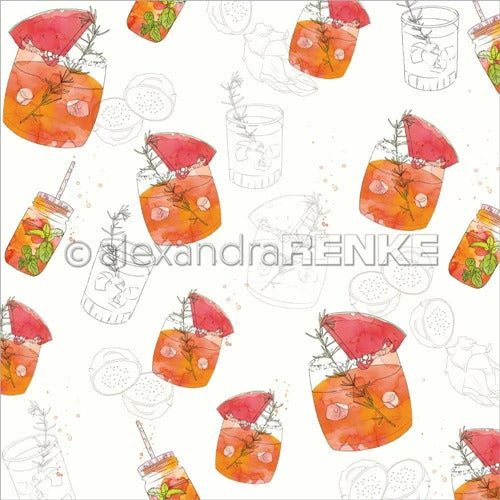Alexandra Renke - Cocktails Collection - Tingly Melon -  12 x 12"