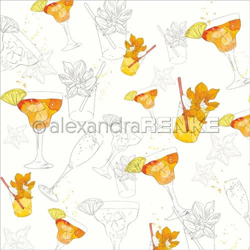 Alexandra Renke - Cocktails Collection - Fizzy Orange Margarita  -  12 x 12"