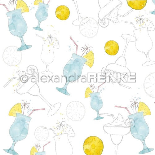 Alexandra Renke - Cocktails Collection - Blue Hawaii Tropical -  12 x 12"