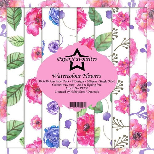 Paper Favourites - Watercolor Flowers - Paper Pack    12 x 12"