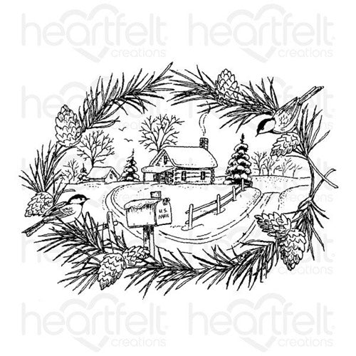 Heartfelt Creations - Cling Stamps - Snowy Pines Cabin