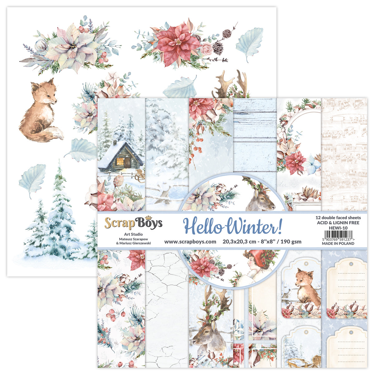 Scrapboys - Hello Winter - Paper Pad  -  8 x 8"