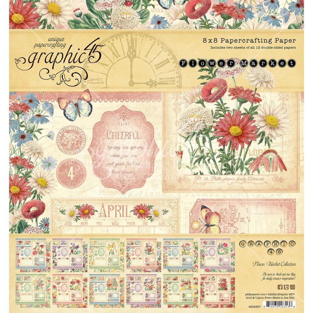 Graphic 45 - Flower Market - Paper Pad  8x8"