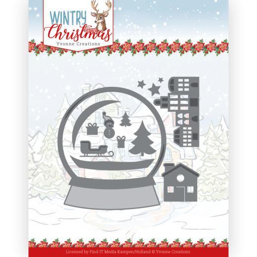 Yvonne Creations - Wintry Christmas - Dies - Snowman in snow globe