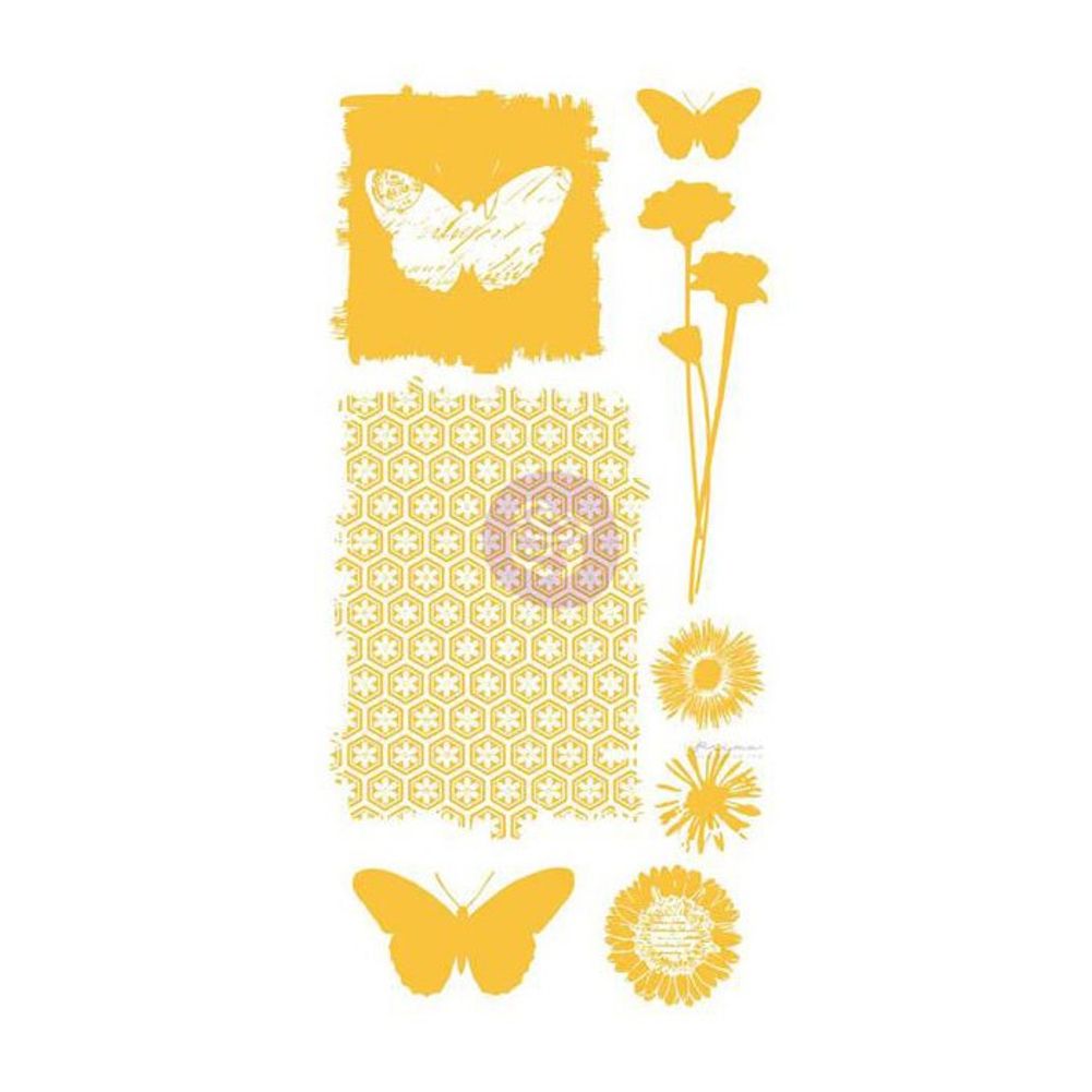 Prima - Adhesive Rub-Ons - Butterflies & Background