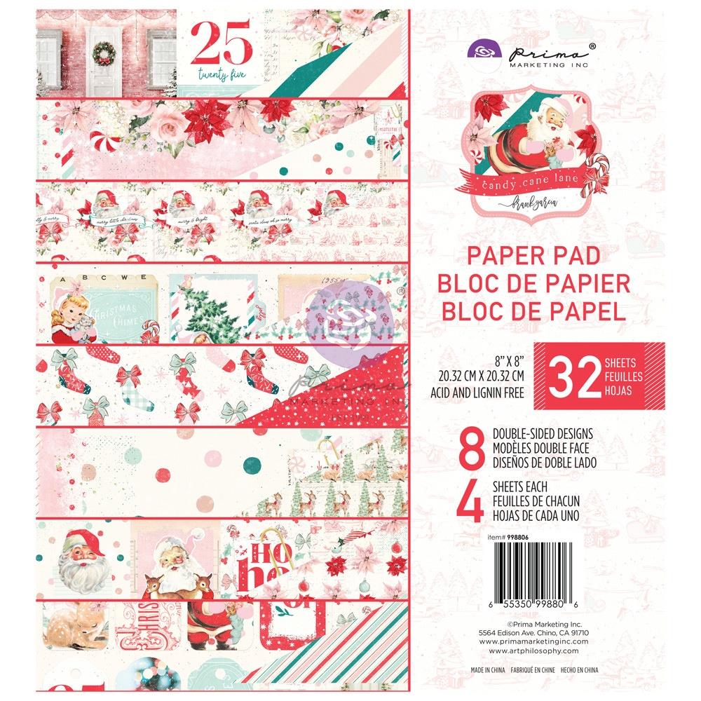Prima - Candy Cane Lane - Paper Pad  8 x 8"