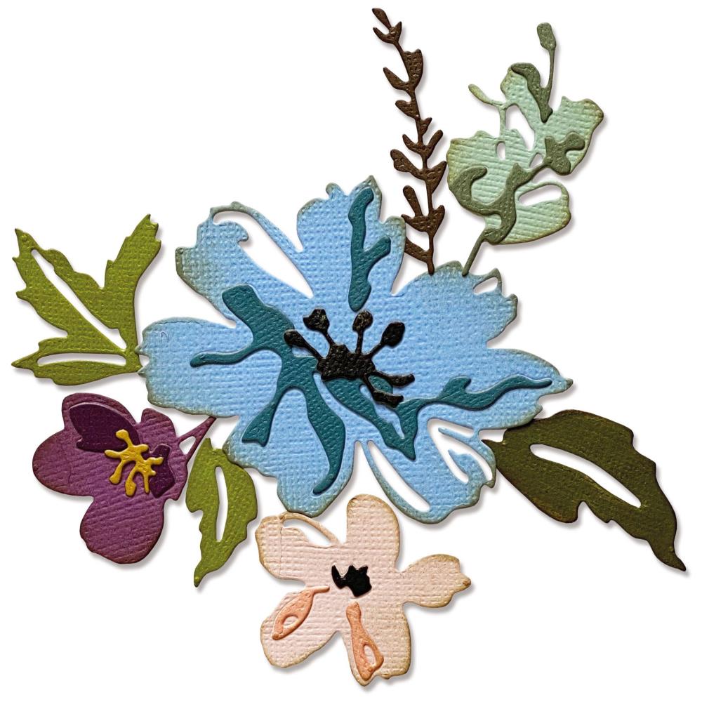 Sizzix - Tim Holtz Alterations - Thinlits Colorize - Brush Flowers 2
