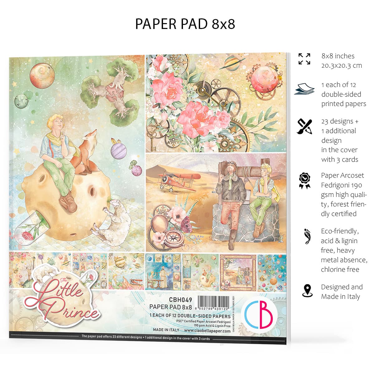 Ciao Bella - The little prince - Paper Pad  - 8 x 8"