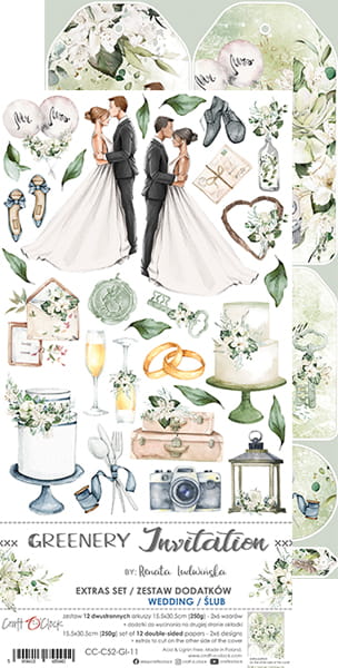 Craft O'Clock - Greenery invitation -  Extras Set Wedding